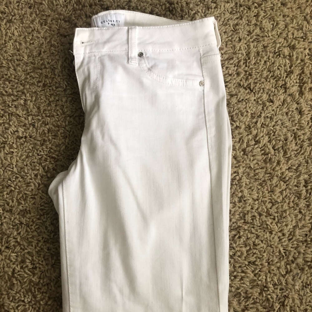White straight leg jeans